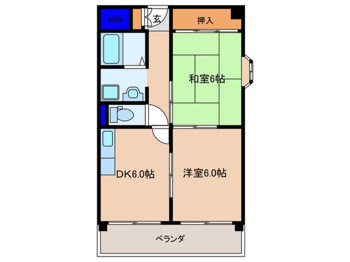サンクレスト本庄(2DK/3階)の間取り写真