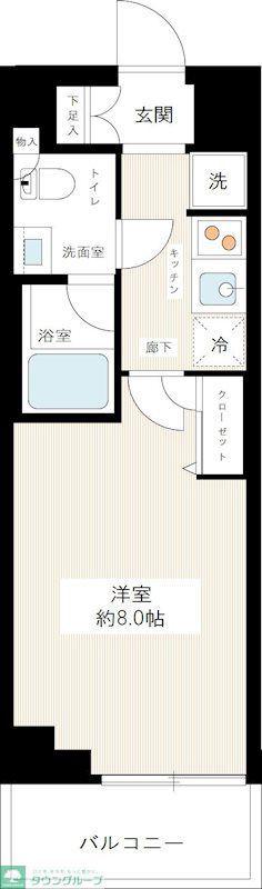 HYS CRECER 清澄白河(1K/3階)の間取り写真