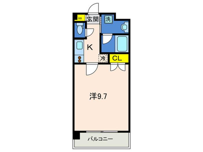 ショーソン上沢(1K/3階)の間取り写真