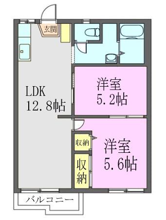 グリーンハイム(2LDK/2階)の間取り写真