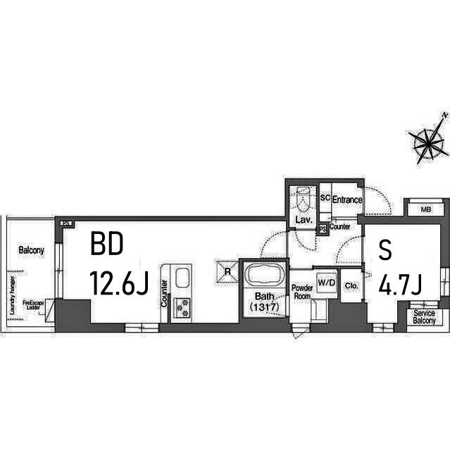コンフォリア・リヴ関内(ワンルーム/2階)の間取り写真