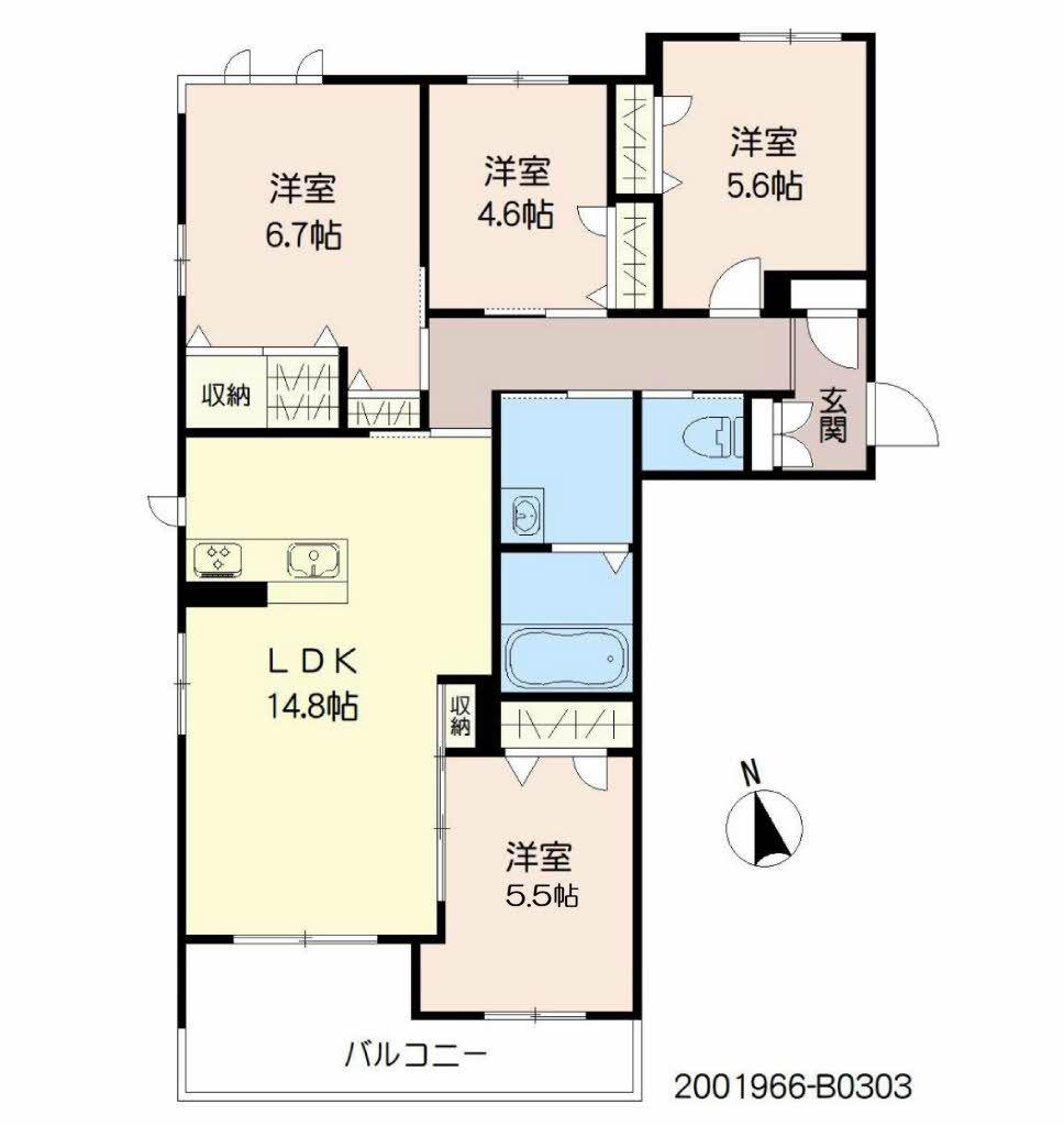 MAST東櫛原 B棟(4LDK/3階)の間取り写真
