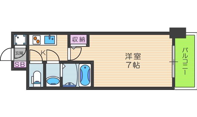 セレニテ福島カルム(1K/7階)の間取り写真