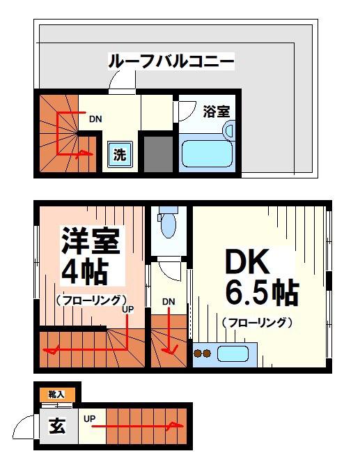 テラスハウス八幡山 弊社管理物件(1DK/2階)の間取り写真