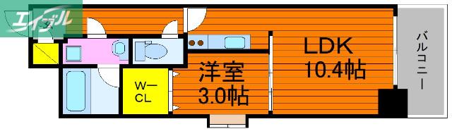 カーサとぎや町(1LDK/5階)の間取り写真