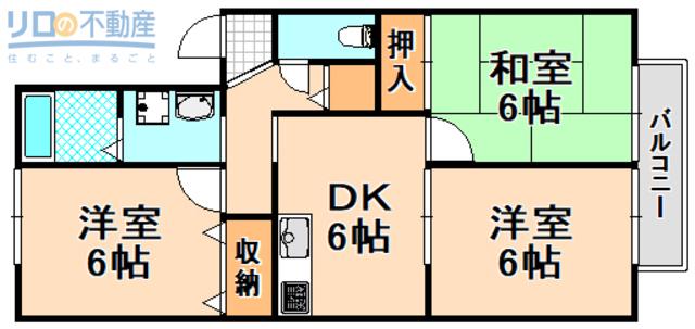 パークヒルズ春日丘(3DK/2階)の間取り写真