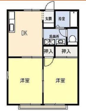 コーポ白金(2DK/1階)の間取り写真