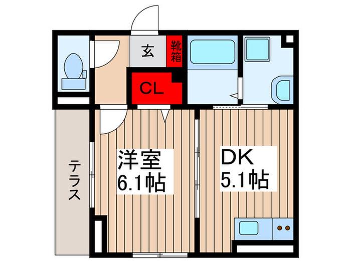 アナシエ南篠崎町II(1DK/1階)の間取り写真