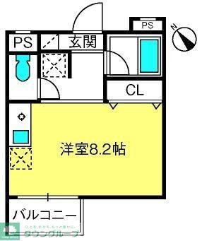 クリスタルみずほ台(ワンルーム/2階)の間取り写真