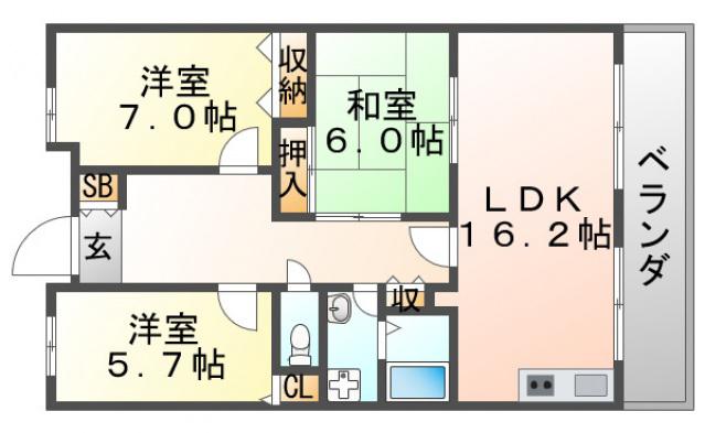 アーバンパーク緑地公園(3LDK/4階)の間取り写真
