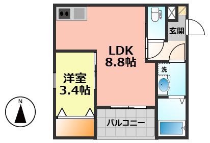 ジーメゾン勝川(1LDK/1階)の間取り写真