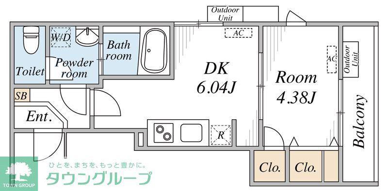 リブリ・目黒区洗足(1DK/1階)の間取り写真
