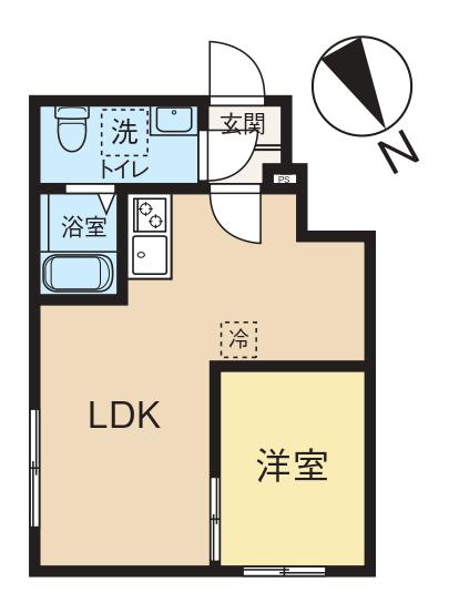 SEAMLESS高根木戸(1LDK/1階)の間取り写真
