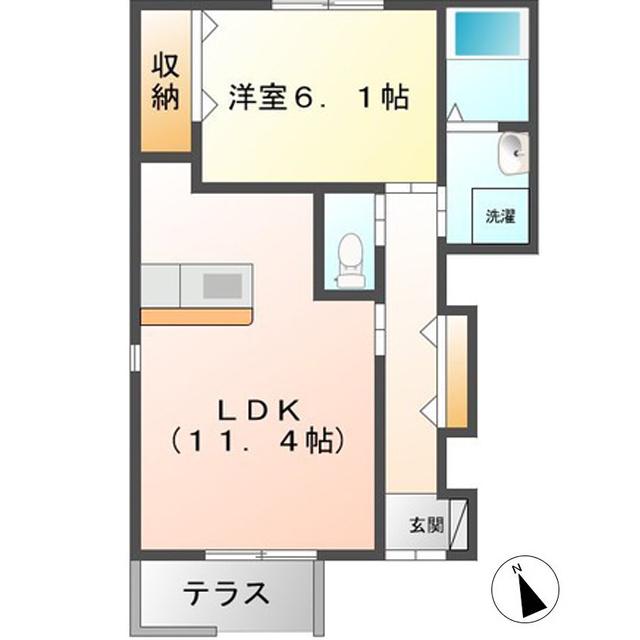 アップヒルズK(1LDK/1階)の間取り写真