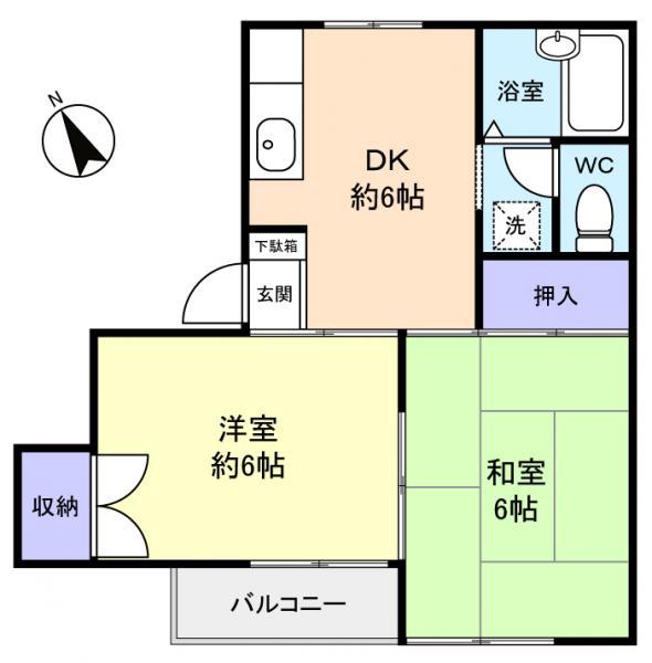 ヴェールメゾン(2DK/2階)の間取り写真