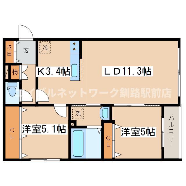 グレイス ティアラ(2LDK/4階)の間取り写真