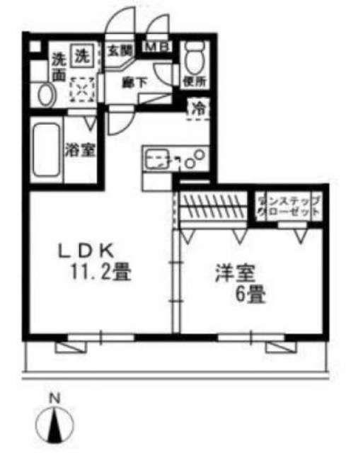 ラメージュ百合丘(1LDK/1階)の間取り写真
