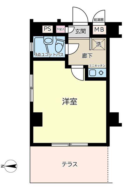 ライオンズマンション武蔵新城駅前(1K/1階)の間取り写真