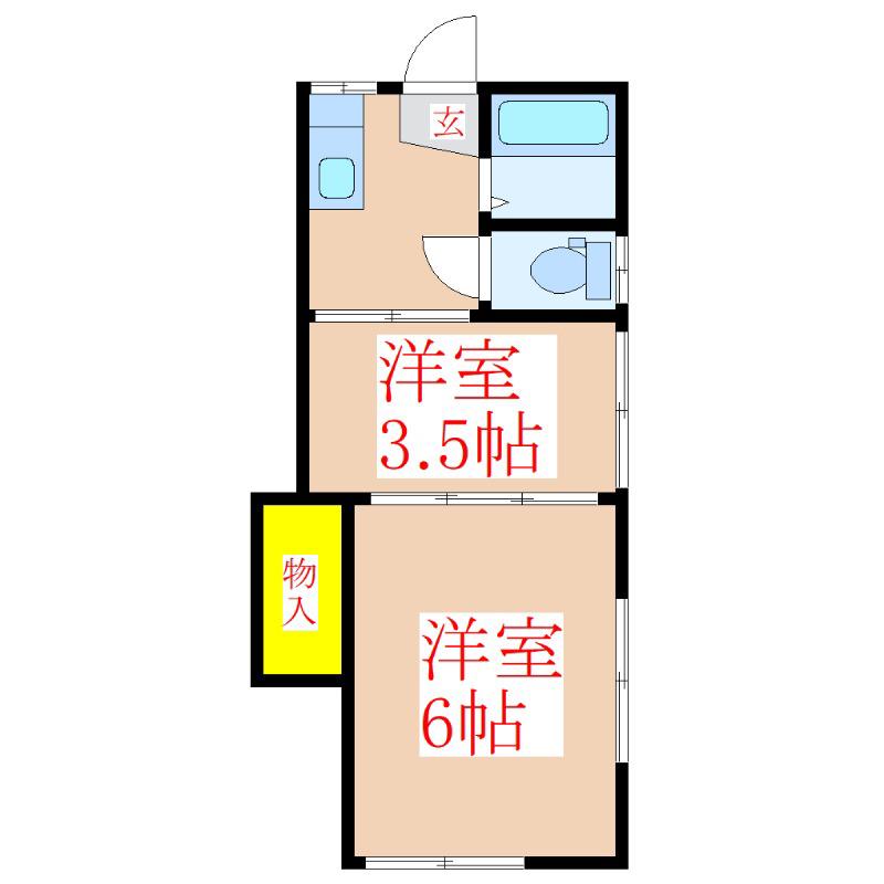 マンナハイツ(2K/1階)の間取り写真