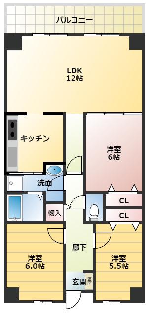 PHOENIX COURT 交野I(3LDK/3階)の間取り写真