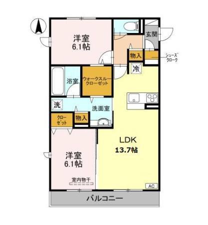 WEMBLEY(2LDK/3階)の間取り写真