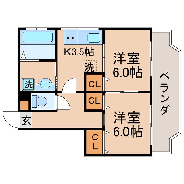 第6八十川ビル(1LDK/3階)の間取り写真