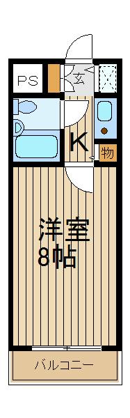 グロワールK(1K/4階)の間取り写真