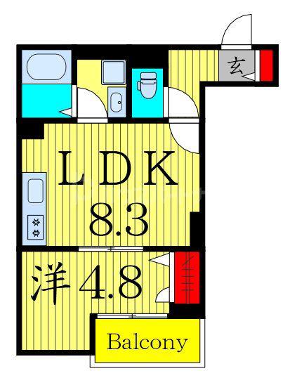 FUKU STAGE(1LDK/2階)の間取り写真