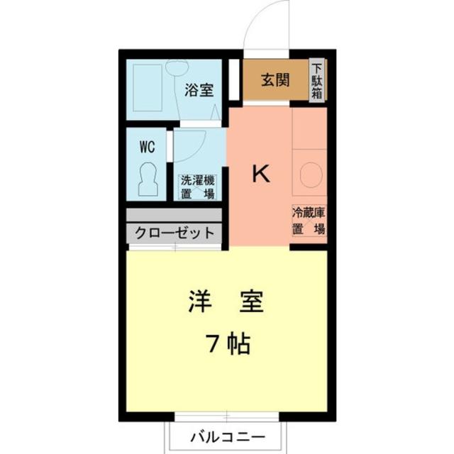 京王相模原線 京王堀之内駅 徒歩14分 2階建 築34年(ワンルーム/1階)の間取り写真