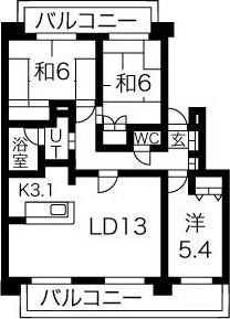 エメラルドグリーンV(3LDK/3階)の間取り写真