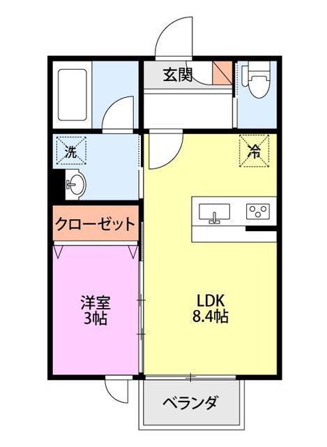 COMMON東太田(1LDK/2階)の間取り写真