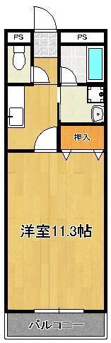 ラ・ルーナ月(1K/3階)の間取り写真
