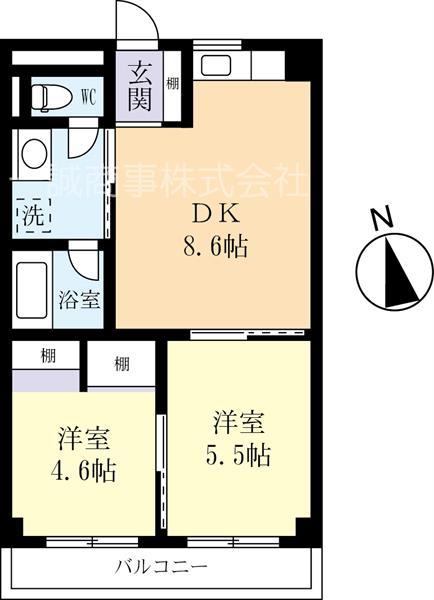 キャッチ21(2DK/2階)の間取り写真