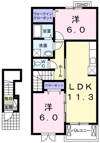 サニーレジデンス(2LDK/2階)の間取り写真