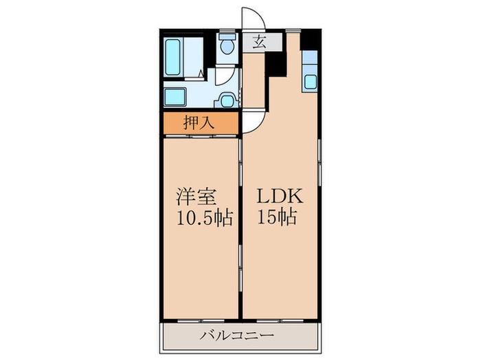 エイトビル(1LDK/4階)の間取り写真