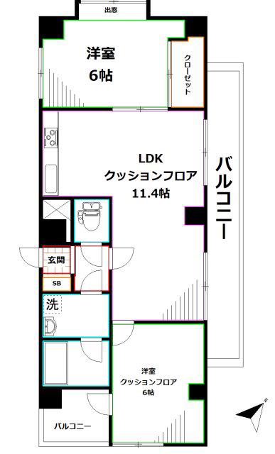 COM・CALDECOTT(2LDK/2階)の間取り写真