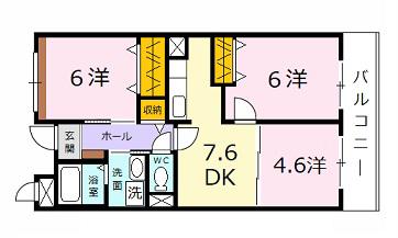 エスポワール吉田(3DK/3階)の間取り写真