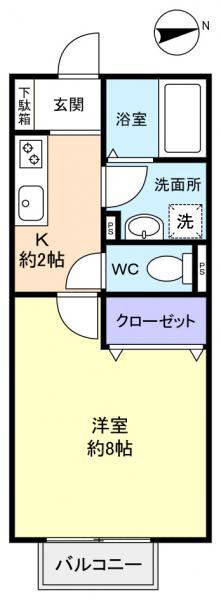 シェルマン(1K/1階)の間取り写真