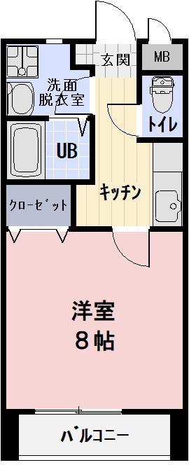 ラフィネ美里A(1K/2階)の間取り写真