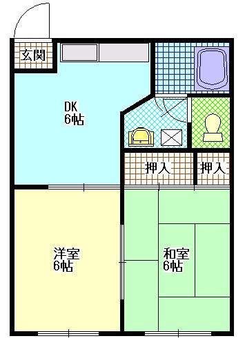 アーバンハイツI(2DK/1階)の間取り写真