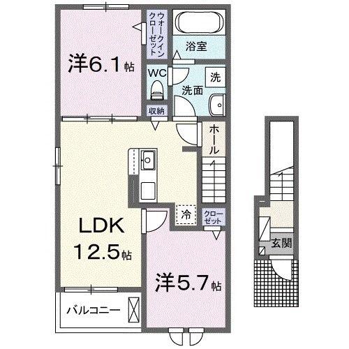 ディオパルコ(2LDK/2階)の間取り写真