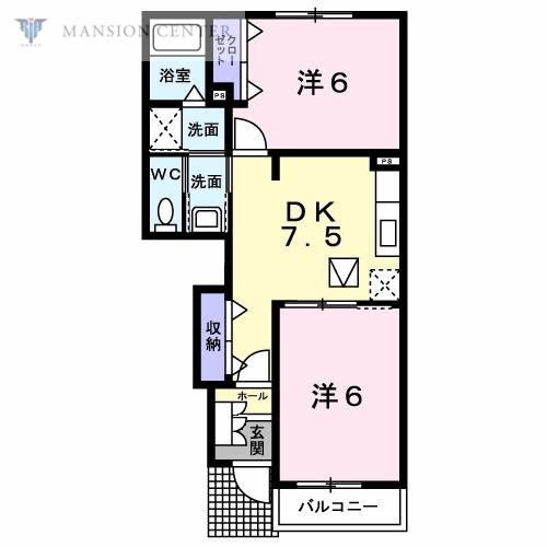 トゥインクルタウンM-Ⅱ(2DK/1階)の間取り写真