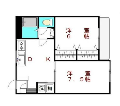 ドエルアキモト(2DK/3階)の間取り写真