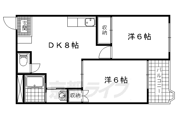 ラペリオ醍醐(2DK/2階)の間取り写真