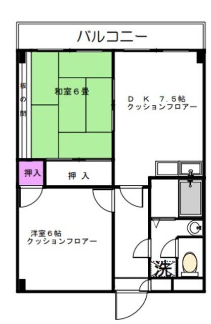 ユートピアハイム高野台(2DK/3階)の間取り写真