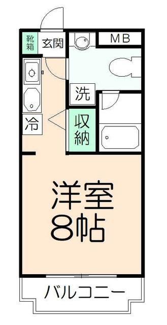 プリムヴェール聖蹟(1K/3階)の間取り写真