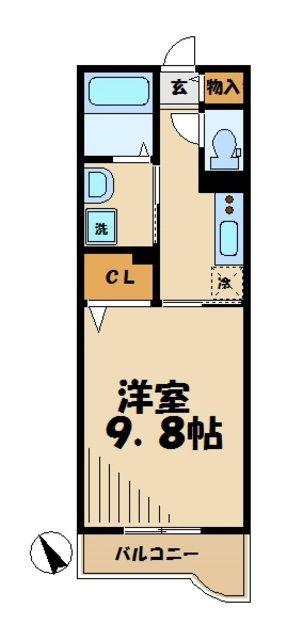 ベルオーブ(1K/2階)の間取り写真