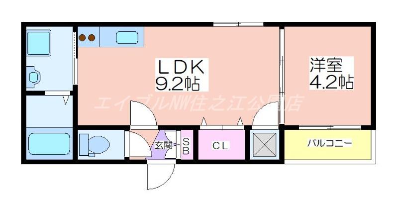 GRANDIR御崎I(1LDK/3階)の間取り写真