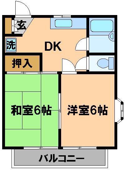ファミール(2DK/1階)の間取り写真