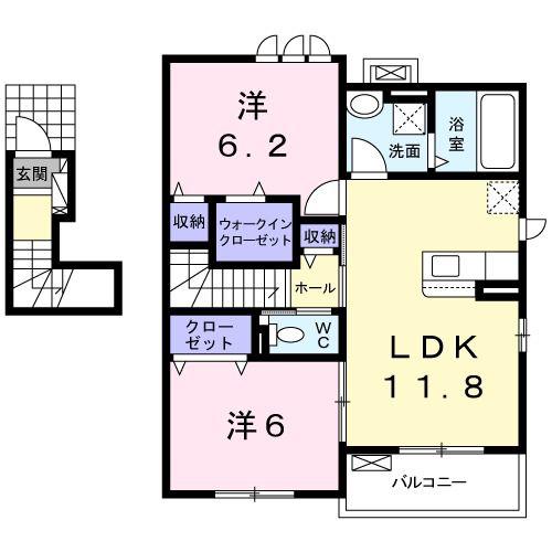 AVANCE(2LDK/2階)の間取り写真